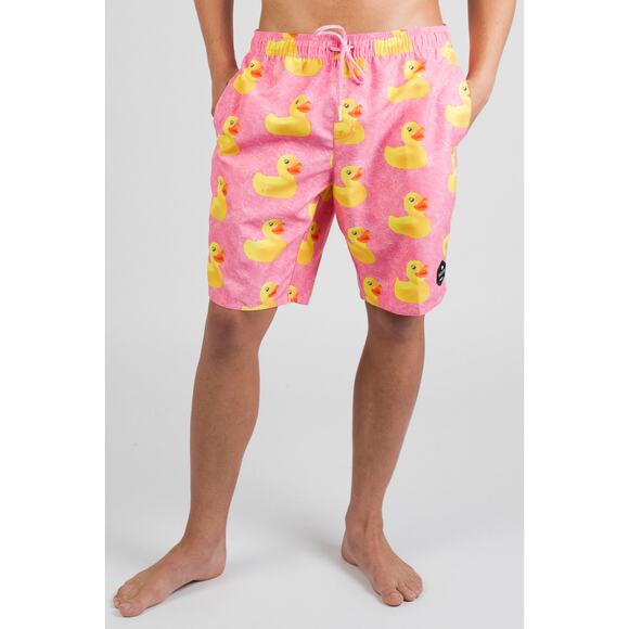 Neff Men’s Pink Ducky Life Graphic Swim Trunks Shorts  Men’s Size Large EUC - Picture 1 of 9